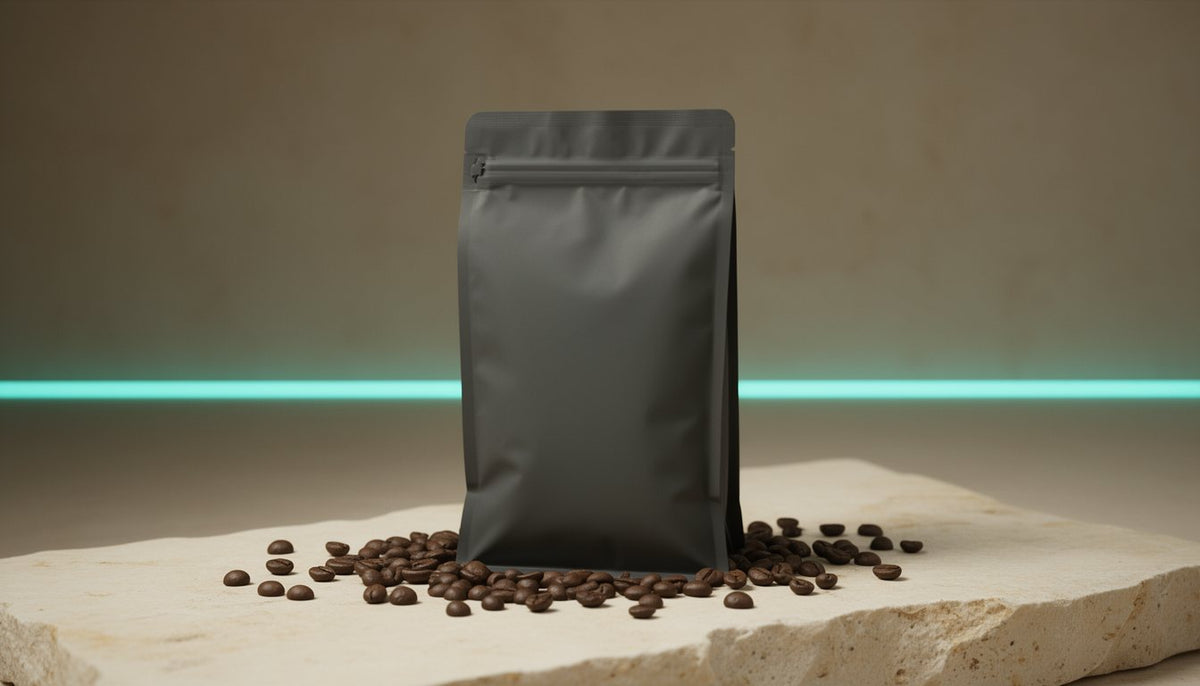 Hero: blank charcoal 1 lb bag on stone