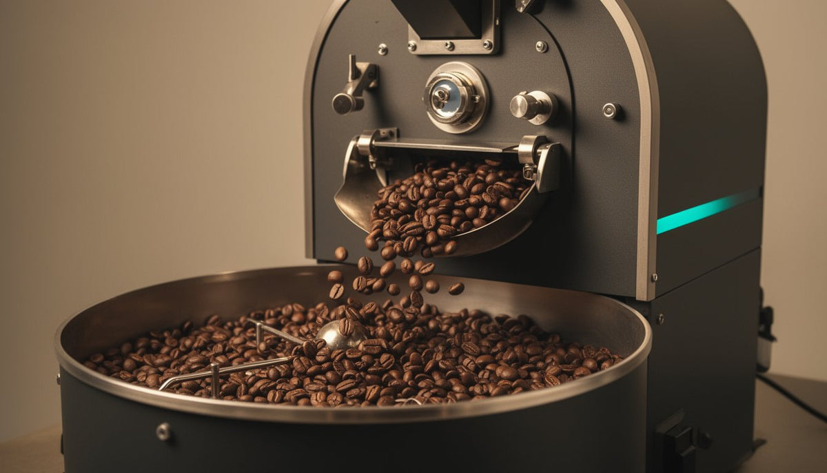 Drum roaster mid-roast